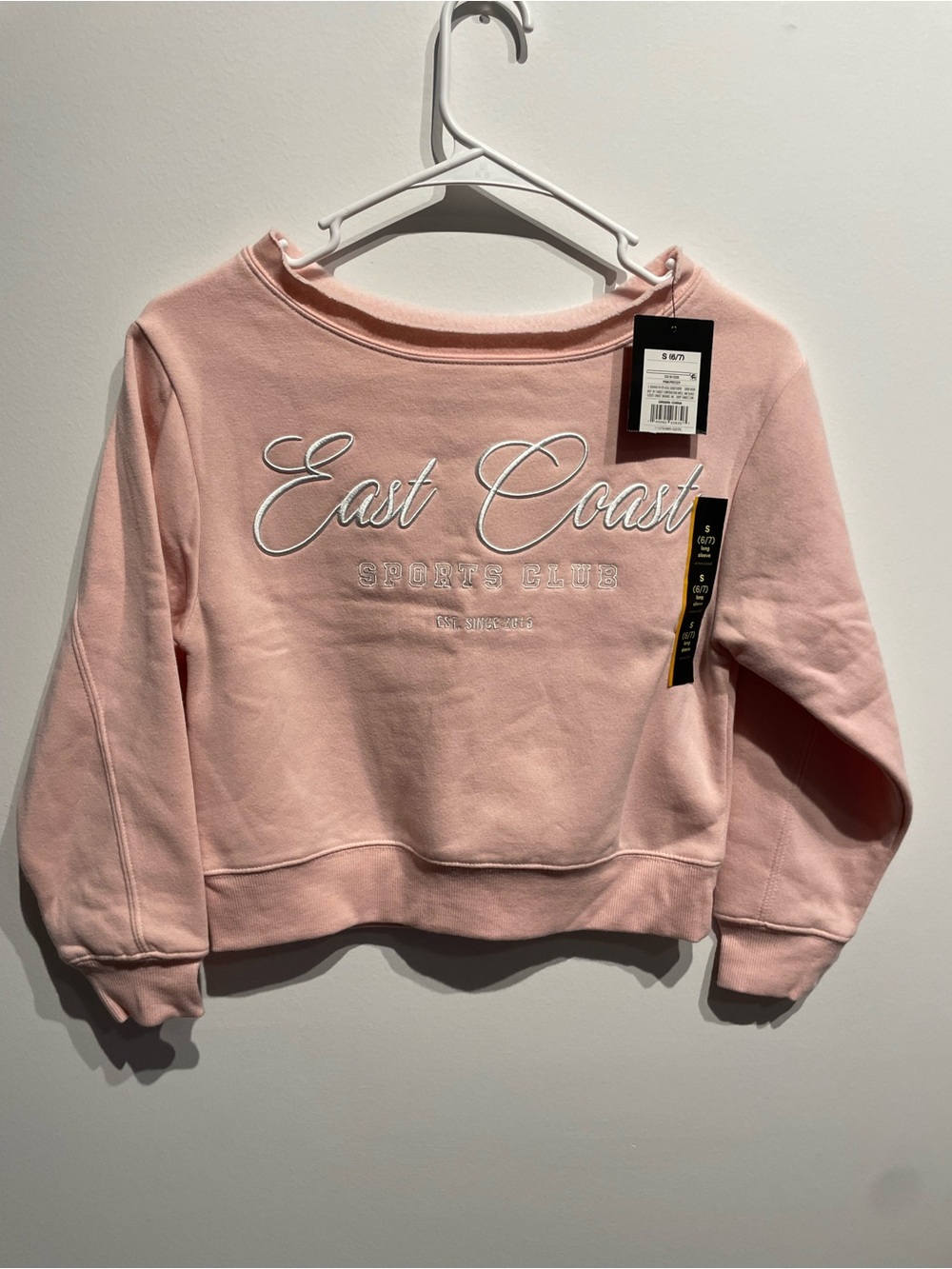 Art Class Girls “East Coast" Off the Shoulder Graphic Sweatshirt Pink S(6/7)NWT